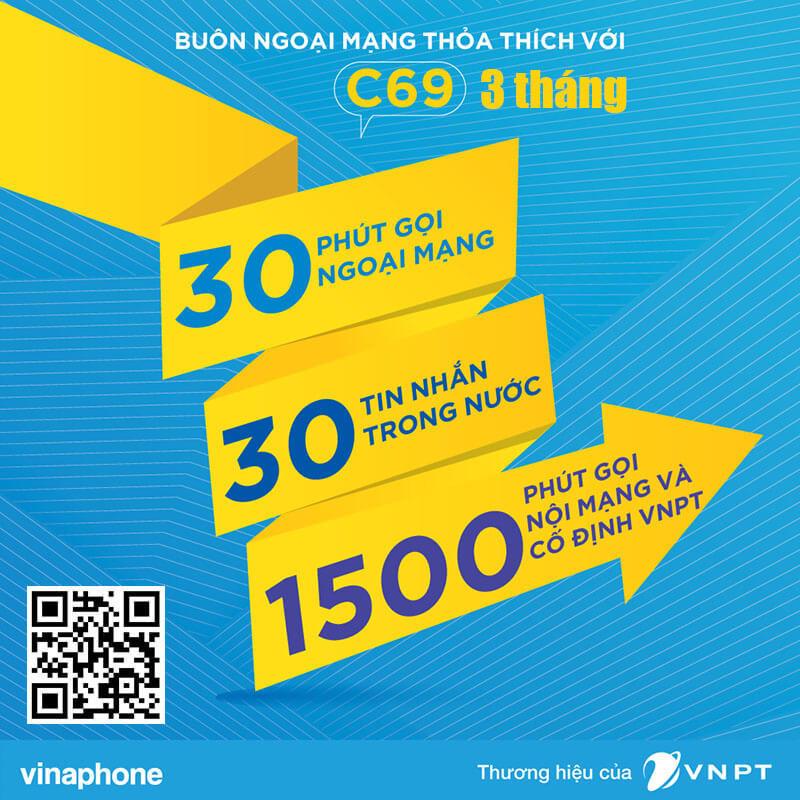 Đăng Ký Gói C69 3T Vinaphone có 4500 phút nội mạng & 90 phút ngoại mạng