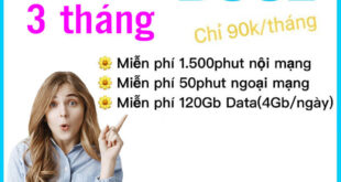 Đăng ký gói D90Z 3T Vinaphone có 4GB/ngày, 4500 phút nội mạng 270k