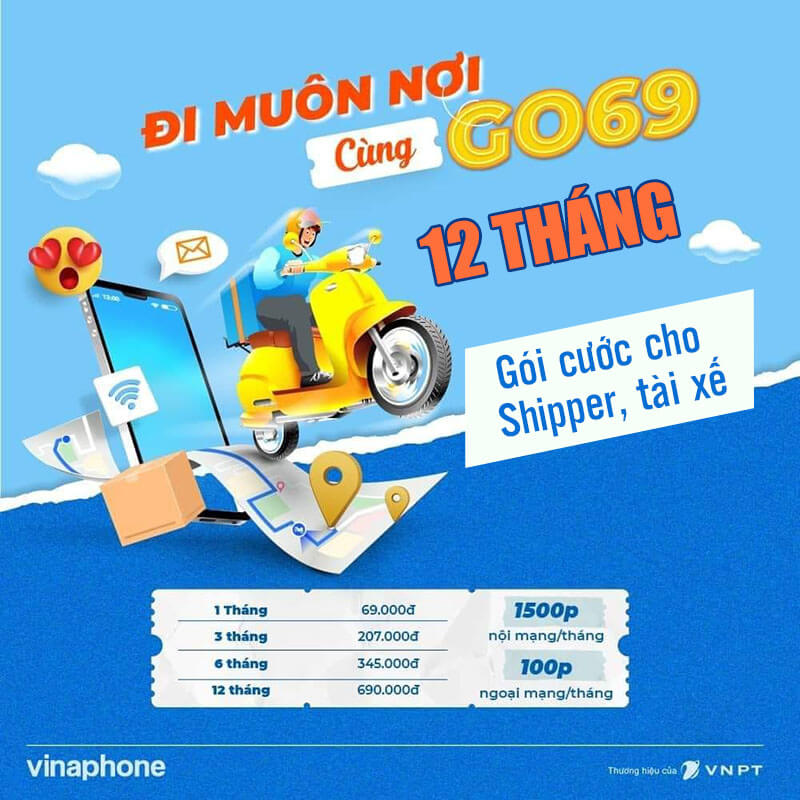 Đăng Ký Gói GO69 12T Vinaphone có 18000p nội mạng & 1.200p ngoại mạng