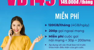 Đăng Ký Gói VD149 Vinaphone có 4GB/Ngày & 30 phút/cuộc gọi nội mạng