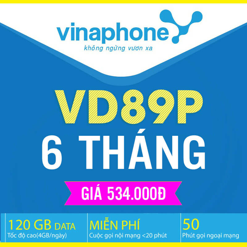 Đăng Ký Gói VD89P 6T Vinaphone có 4GB/Ngày & 1500p nội mạng giá 534k