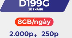 Đăng ký gói D199G 12T Vinaphone có ngay 8GB/ngày chỉ 1.990.000đ