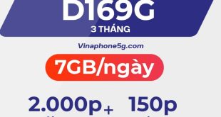 Đăng ký gói D169G 3T Vinaphone chỉ 507k/3 tháng có ngay 630GB + 6450 phút gọi